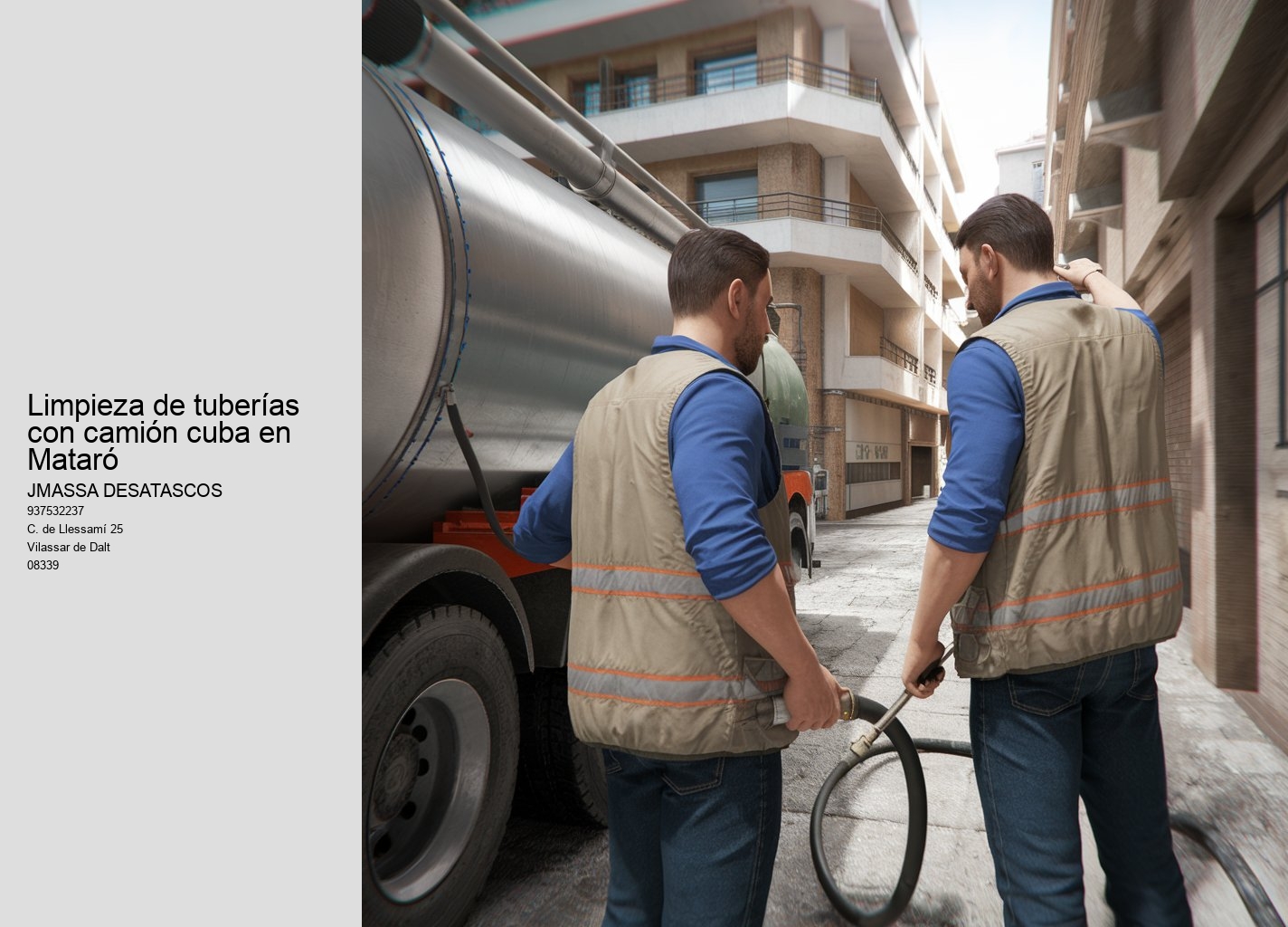 Limpieza de tuberías con camión cuba en Mataró